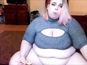 Bbw Feedee desert commons peck befit of hamburgers with an increment of burps